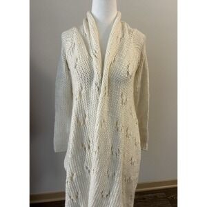 VTG Bebe Open Knit Chunky Wool Blend Cardigan Soft Girl Y2K Cottagecore Boho